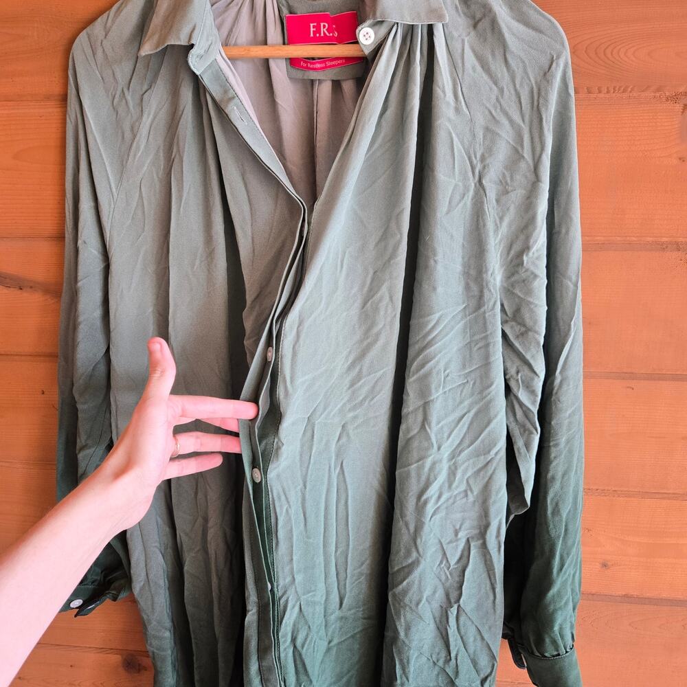 For Restless Sleepers Dress Ombre Gradiant Tye & Dye Maxi XS Silk Green Kaftan - Picture 6 of 8